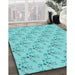 Machine Washable Transitional Macaw Blue Green Rug in a Family Room, wshpat1266lblu