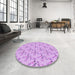 Round Patterned Purple Rug in a Office, pat1266pur