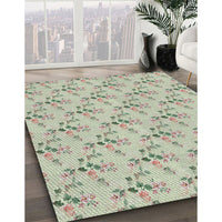 Patterned Khaki Green Novelty Rug, pat1266