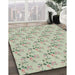 Patterned Khaki Green Novelty Rug in Family Room, pat1266