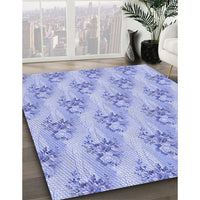 Patterned Light Slate Blue Rug, pat1267blu