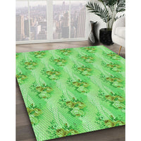 Patterned Emerald Green Rug, pat1267grn