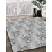 Patterned Platinum Silver Gray Rug in Family Room, pat1267gry