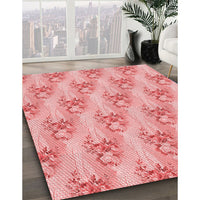 Patterned Pastel Pink Rug, pat1267rd