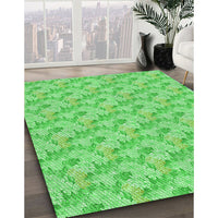 Patterned Neon Green Rug, pat1268grn