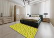 Round Machine Washable Transitional Yellow Rug in a Office, wshpat1268yw