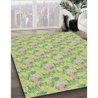 Patterned Tea Green Novelty Rug, pat1268