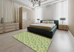 Machine Washable Transitional Tea Green Rug in a Bedroom, wshpat1268