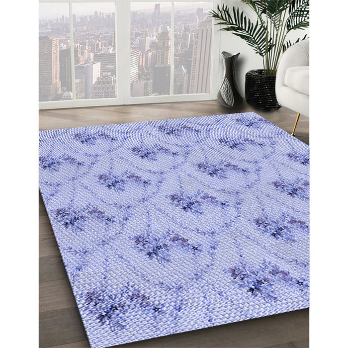 Machine Washable Transitional Light Slate Blue Rug in a Family Room, wshpat1269blu