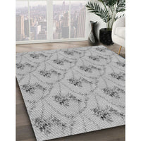 Patterned Platinum Silver Gray Rug, pat1269gry