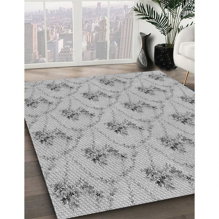Machine Washable Transitional Platinum Silver Gray Rug in a Family Room, wshpat1269gry