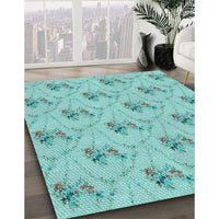 Patterned Seafoam Green Rug, pat1269lblu