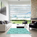 Square Patterned Seafoam Green Rug in a Living Room, pat1269lblu