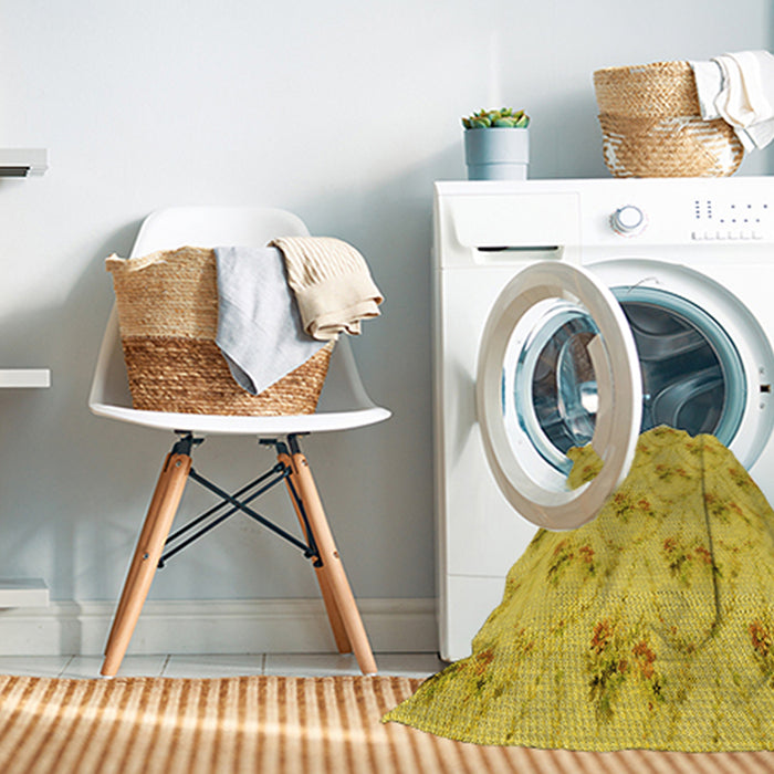 Machine Washable Transitional Golden Yellow Rug in a Washing Machine, wshpat1269yw
