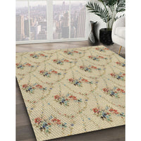 Patterned Khaki Gold Novelty Rug, pat1269