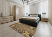 Patterned Metallic Gold Rug in a Bedroom, pat127brn