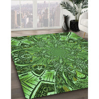 Patterned Deep Emerald Green Rug, pat127grn