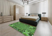 Patterned Deep Emerald Green Rug in a Bedroom, pat127grn