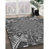 Patterned Dark Gray Black Rug, pat127gry