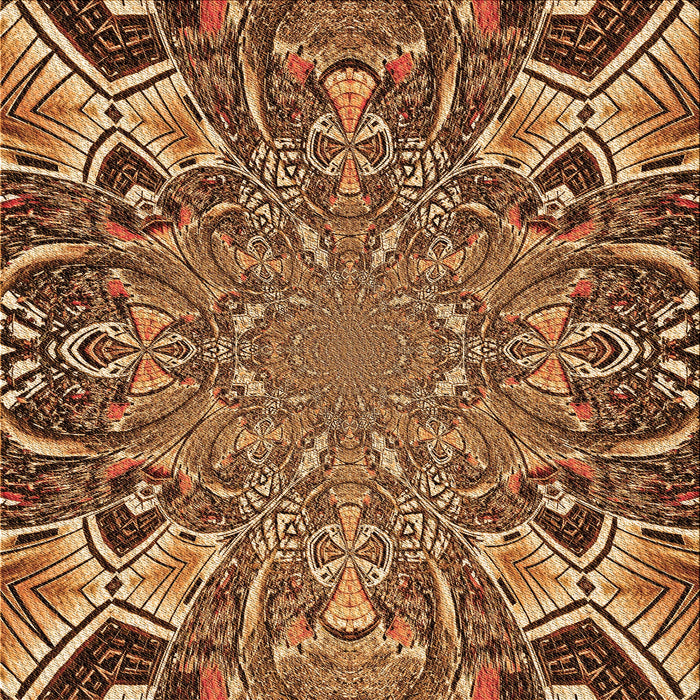 Round Patterned Red Brown Rug, pat127org