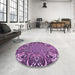 Round Patterned Violet Purple Rug in a Office, pat127pur