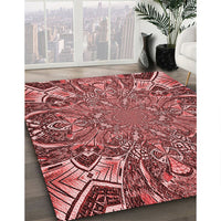 Patterned Pastel Red Pink Rug, pat127rd