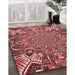 Machine Washable Transitional Pastel Red Pink Rug in a Family Room, wshpat127rd