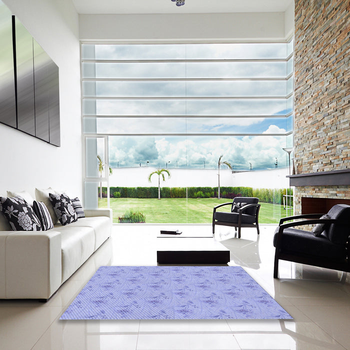Machine Washable Transitional Sky Blue Rug in a Kitchen, wshpat1270blu