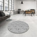 Round Patterned Silver Gray Rug in a Office, pat1270gry