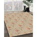 Patterned Deep Peach Orange Novelty Rug in Family Room, pat1270