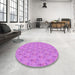 Round Patterned Violet Purple Rug in a Office, pat1271pur