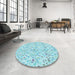 Round Patterned Electric Blue Rug in a Office, pat1272lblu