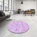 Round Patterned Purple Rug in a Office, pat1272pur