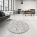 Round Patterned Off White Beige Novelty Rug in a Office, pat1272