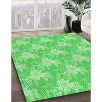 Patterned Neon Green Rug, pat1273grn