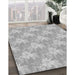 Machine Washable Transitional Platinum Silver Gray Rug in a Family Room, wshpat1273gry