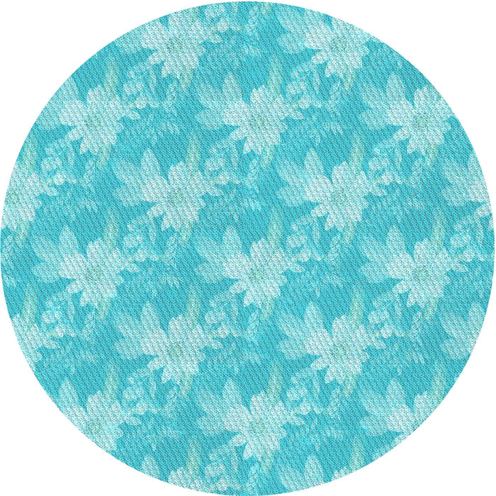 Square Patterned Bright Turquoise Blue Rug, pat1273lblu