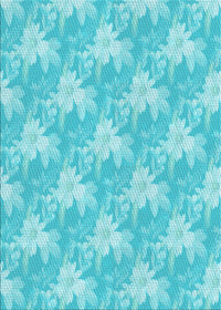 Machine Washable Transitional Bright Turquoise Blue Rug, wshpat1273lblu