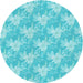 Square Machine Washable Transitional Bright Turquoise Blue Rug in a Living Room, wshpat1273lblu