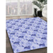 Patterned Blue Rug in Family Room, pat1274blu