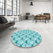 Round Patterned Blue Rug in a Office, pat1274lblu