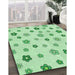 Machine Washable Transitional Mint Green Rug in a Family Room, wshpat1275grn