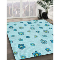 Patterned Electric Blue Rug, pat1275lblu