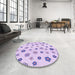 Round Patterned Lilac Purple Rug in a Office, pat1275pur