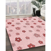 Patterned Light Rose Pink Rug, pat1275rd