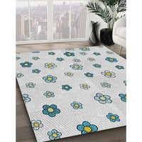 Patterned Water Blue Novelty Rug, pat1275