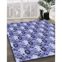 Patterned Deep Periwinkle Purple Rug, pat1276blu