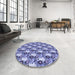 Round Patterned Deep Periwinkle Purple Rug in a Office, pat1276blu