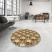 Round Patterned Yellow Orange Rug in a Office, pat1276brn