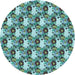 Square Machine Washable Transitional Medium Turquoise Green Rug in a Living Room, wshpat1276lblu